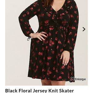 Black Floral Print Jersey Dress